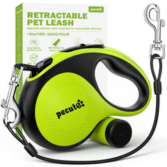 Laisse rétractable Pecute de 18,2 pieds prête pour toutes tailles de chien, usage polyvalent.