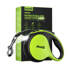 Pecute laisse rétractable avec lumière intégrée pour meilleure visibilité nocturne