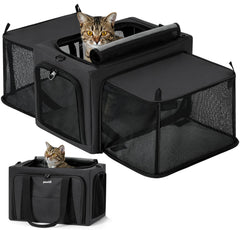 Pecute porte-chat extensible avec cadre en acier 5mm pour stabilité.