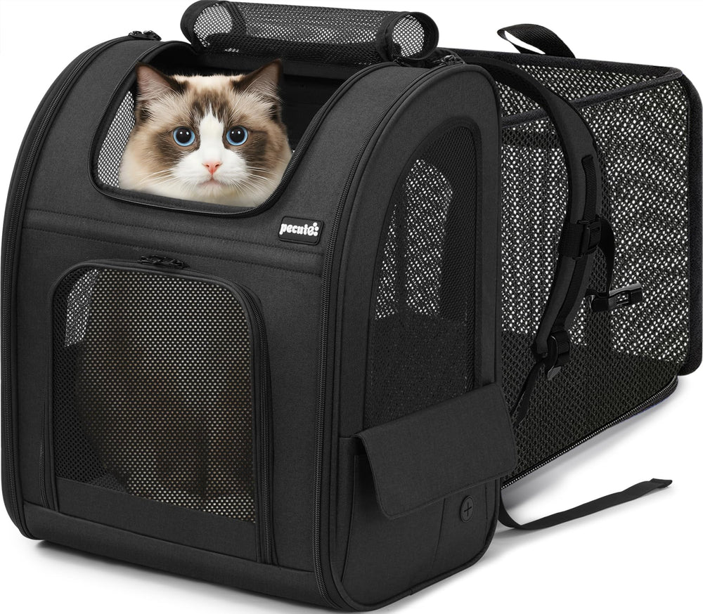 Pecute sac à dos chat extensible offre espace supplémentaire pour le confort en voyage.