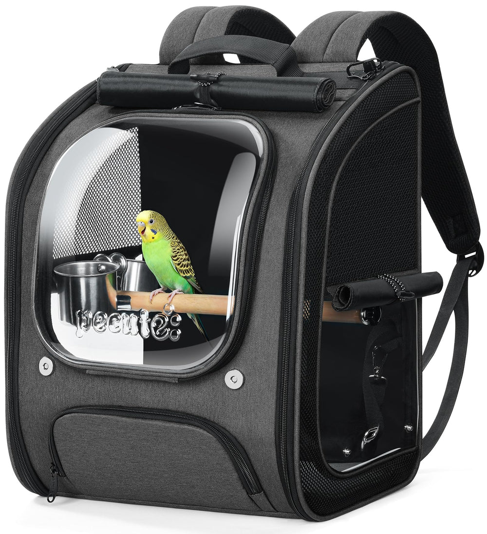 Pecute sac à dos pour oiseaux avec fenêtre transparente, vue claire lors des visites.