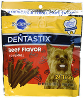 Dentastix Pedigree boeuf – paquet pour petit chien, aide à l'hygiène dentaire.