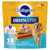 Pedigree Dentastix pour grands chiens, paquet visible, pratique au quotidien.