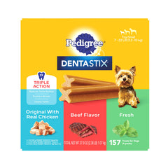 Dentastix Pedigree pour petits chiens, forme X, aide potentiellement au nettoyage des dents.