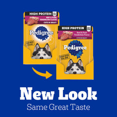 Pedigree Haute Protein, sachet boeuf et porc, repas varié pour chien.