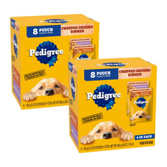 pedigree-chopped-ground-dinner en sachets, texture appétissante et repas complet