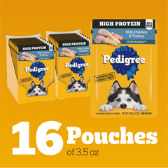 Pochettes humides Pedigree chien proteine elevee poulet dinde, service facile