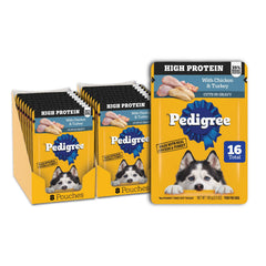 Pedigree haute proteine poulet et dinde en poche humide, repas complet pour chien