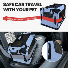 PEGIC sac-chat bleu, ceinture de sécurité intégrée pour stabilité en voiture.