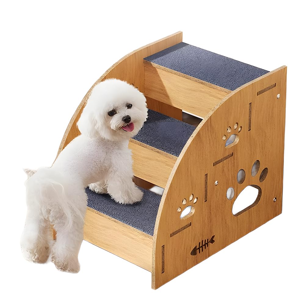 Escaliers PEITA PET en bois à trois niveaux pour chats et petits chiens.