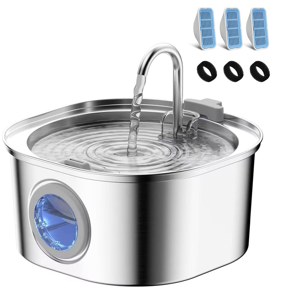 PEKTACO fontaine d'eau pour chats en acier inox 304, durable et sans odeur.