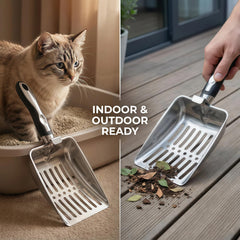 Pelle litière chat acier inoxydable, bord lisse facilite le rinçage.