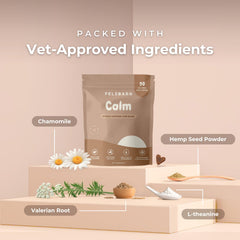 Pelsbarn friandises apaisantes – gros plan sur les bouchées, formulation naturelle.