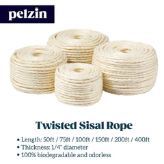Pelzin — corde sisal naturelle pour remplacement rapide du poste griffoir.