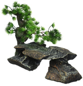 Penn-Plax Bonsai-arbre-sur-roches: décoration naturelle et apaisante pour aquarium.