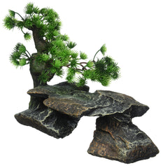 Penn-Plax Bonsai-arbre-sur-roches: décoration naturelle et apaisante pour aquarium.