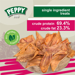 PEPPY DOG oreilles de porc – détail texture naturelle et appétissante.
