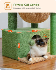 PEQULTI arbre chat cactus 4-en-1, poteau sisal pour griffage durable.