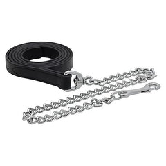 Laisse en cuir Perri's avec chaîne de 30 pouces, pour un contrôle sûr et élégant.