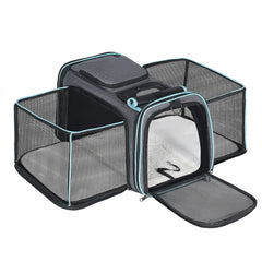 Pesen transporteur animaux avec côtés extensibles pour davantage d’espace lors des trajets.