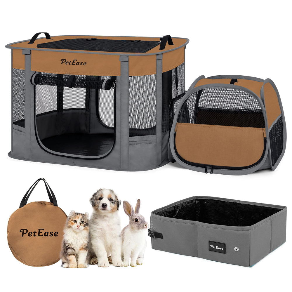 PETEASE parc portable pour chat avec litière, pratique et sûr pour intérieur et extérieur.