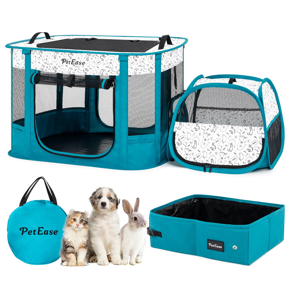 PetEase parc pour chat avec litière portable, hygiène facilitée et nettoyage simple.
