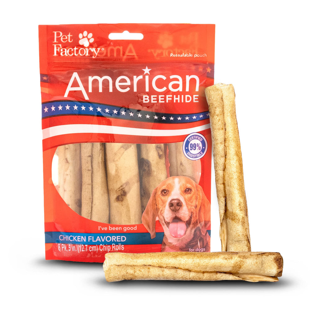 Pet Factory Rouleaux-chip poulet 5 po, mâchage durable pour chien.
