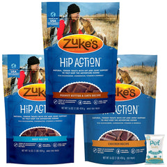 Emballage du pack Zuke – trois saveurs pour chiens actifs.