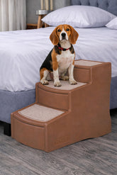 Pet Gear Easy Step III en caramel, escaliers pour chiens et chats, faciles à monter sans outils.