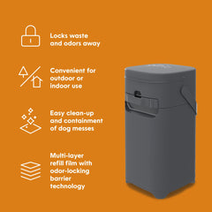 Pet Genie Pail avec fermeture anti-odeur en intérieur, propre et discret.