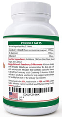 Pet Health Pharma Cranberry D-Mannose – étiquette lisible indiquant le dosage par poids