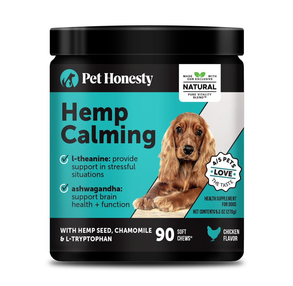 Gomme apaisante Pet Honesty pour chiens au chanvre apaise le stress passager.