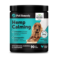 Gomme apaisante Pet Honesty pour chiens au chanvre apaise le stress passager.