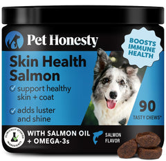 Pet Honesty Skin Health friandises saumon – emballage soigné et pratique.
