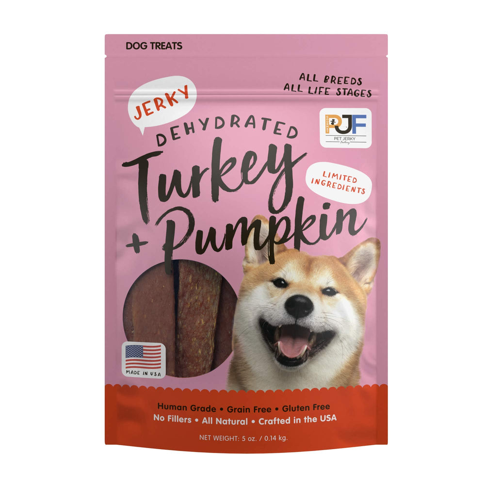 PET JERKY FACTORY – tranche dinde citrouille, friandise protéinée pour chien.