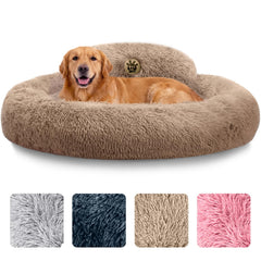 PetJett lit chien donut beige 36 pouces pour confort enveloppant et détente.