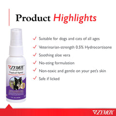 Zone peau affectée avec Zymox Pet King Brands utilisée en traitement local.