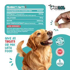 Ingrédients clés PET LOL: lignane, mélatonine et biotine pour le pelage.