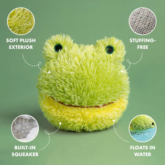 Pet Lou Grenouille sans bourrage, peluche légère et sûre pour mordillement.