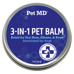 Baume Pet MD 3-en-1 pour pattes en flacon – hydratation rapide et protection.