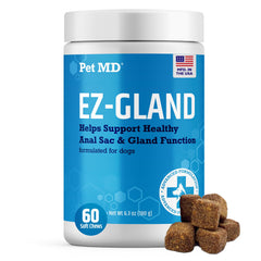 Pet MD EZ-Gland: bouteille de friandises molles pour chiens, soutien digestif potentiel.