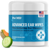 Pet MD lingettes oreilles pour chat et chien — emballage pratique et facile à transporter.