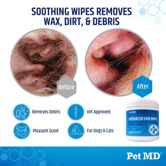 Pet MD lingettes oreilles: nettoyage rapide et sans combat lors du soin.