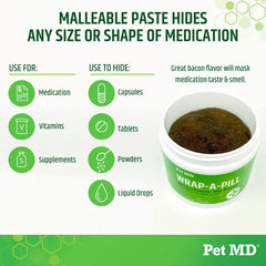Pet MD Wrap A Pill présente le gout bacon appétissant qui facilite l ingestion.