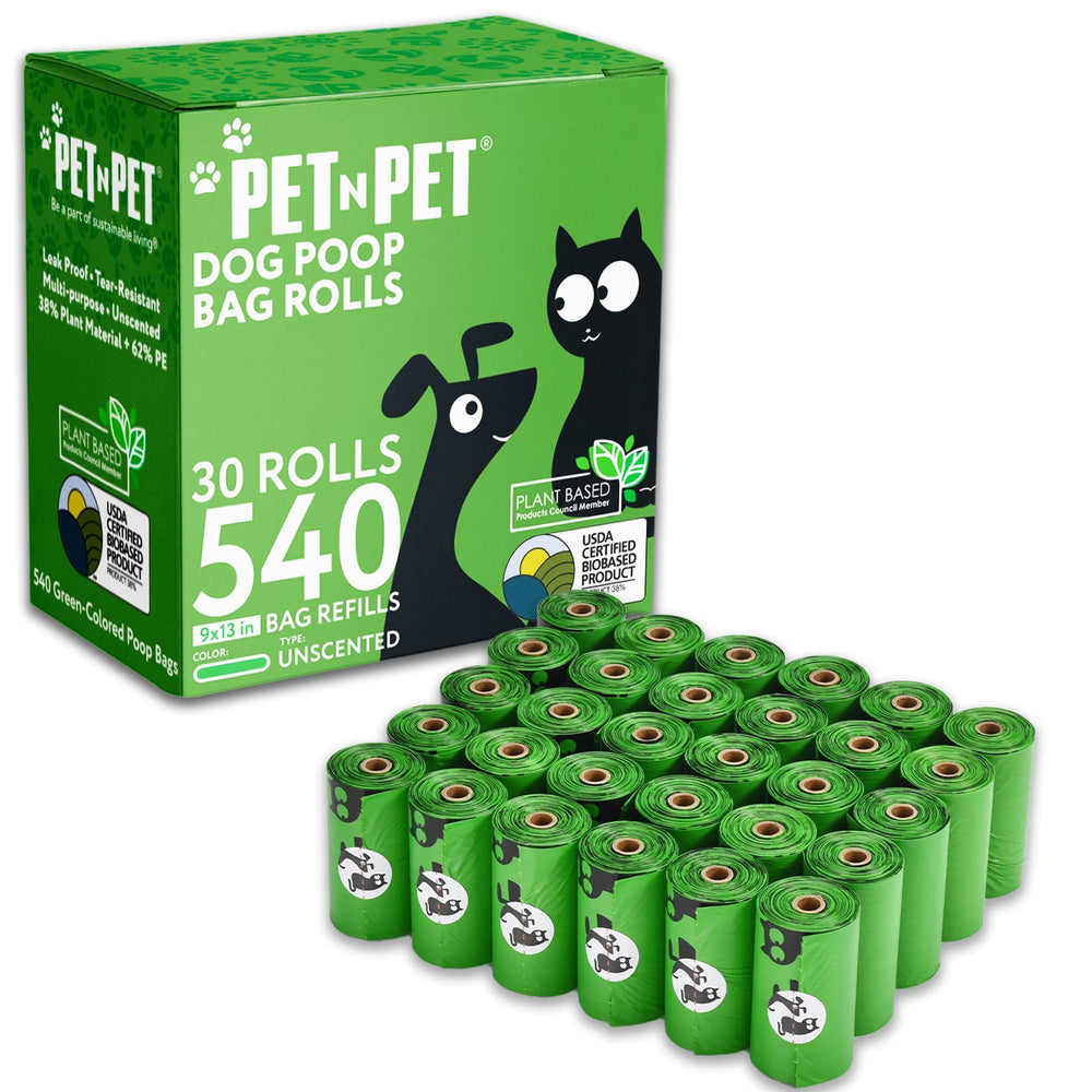 Sacs PET N PET pour crottes canines sur rouleau, pratique pour promenades quotidiennes.