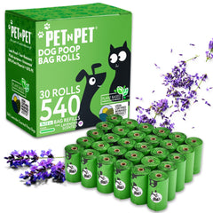 Sacs Pet N Pet lavande sur rouleau, pour promenades sans odeur.