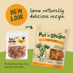 Friandises Pet 'n Shape sans céréales, adaptées pour toutes tailles de chiens.