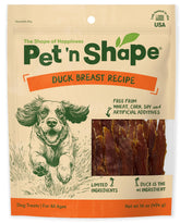 Friandise Pet 'n Shape poitrine de canard en jerky pour chien, saveur naturelle et idéal pour récompenses.