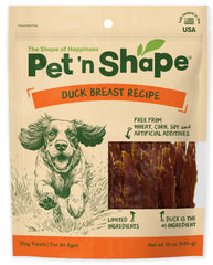 Friandise Pet 'n Shape poitrine de canard en jerky pour chien, saveur naturelle et idéal pour récompenses.
