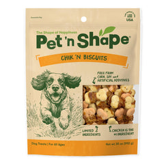 Pet 'n Shape – poulet enrobé biscuit, poche ouverte, récompense naturelle et pratique.